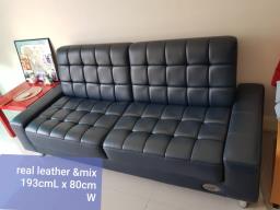 Real Leather Mixed Sofabed image 1