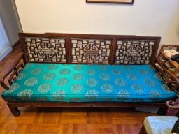 Red Wood 3 Seater with cushion image 1