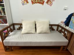 Red wood sofa image 1