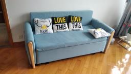 Sofa Bed Blue w pillows image 1