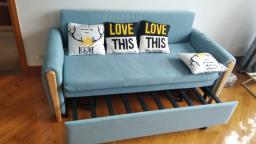 Sofa Bed Blue w pillows image 2