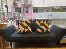 Sofa bed with wood legs image 1