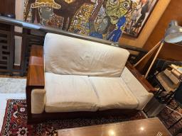 Sofa in fabric and wood 2 of them image 1