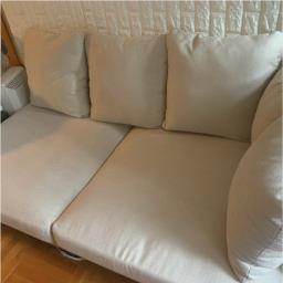 Solid oak wood frame three seater sofa image 2