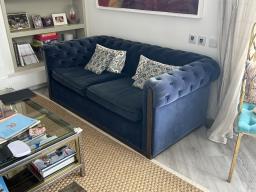 Velvet blue sofa image 1