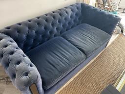 Velvet blue sofa image 2