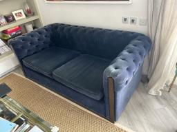 Velvet blue sofa image 3