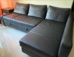 Well loved Ikea leather L-shaped sofabed image 1