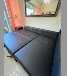 Well loved Ikea leather L-shaped sofabed image 4