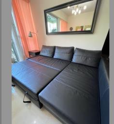 Well loved Ikea leather L-shaped sofabed image 6