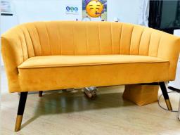 Yellow brown royal velvet sofa image 1