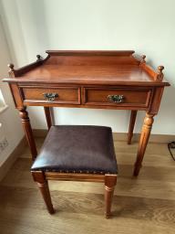 Antique table and stool image 1