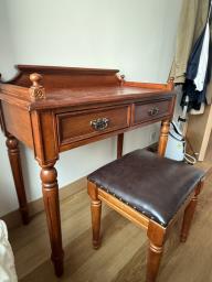 Antique table and stool image 3