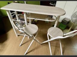 Bar table with two folding chairs image 1