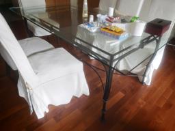 Elegant Glass-top Dining Table 6 chairs image 1