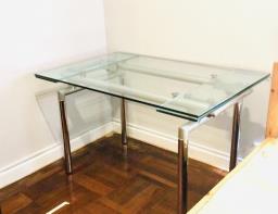Extendable Glass Top Dining Table Desk image 1