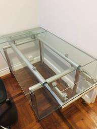 Extendable Glass Top Dining Table Desk image 2