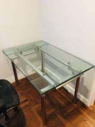 Extendable Glass Top Dining Table Desk image 3