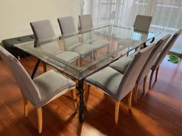 Glass Top Dinning Table with 8 Chairs image 2