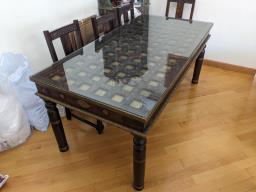 Indian antique dining table and 8 chairs image 3
