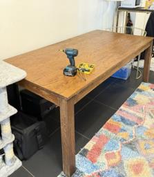 Large real wood dining table image 1