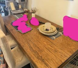 Large real wood dining table image 2