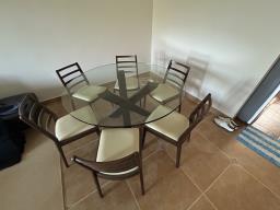 Large round table and six chairs image 2