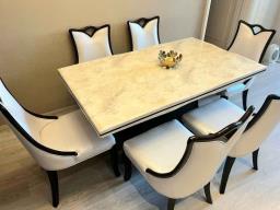 Like New - Marble Dining Table 6 Chairs image 3