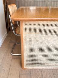Oak Rattan Diningwork Table  2 Chairs image 4