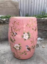 pink  ceramic stool  side table image 1