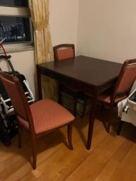 Red wood Mahjong table with match chairs image 1