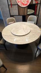 Round Marble Dining Table with Turntable image 3