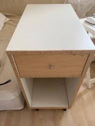 Shelf with drawer and wheels image 1