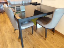 Sleek Black Glass Dining Table  Durable image 1