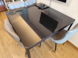 Sleek Black Glass Dining Table  Durable image 2