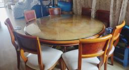 Solid wood dining table with 8 chairs image 1