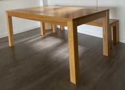 Solid Wooden Dining Table with Bench image 1