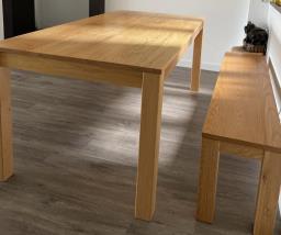Solid Wooden Dining Table with Bench image 3