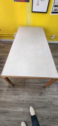 Solid wooden frame marble top table image 1