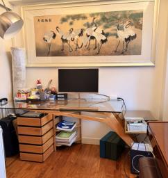 Stylish Wood and Glass Desk Table image 1