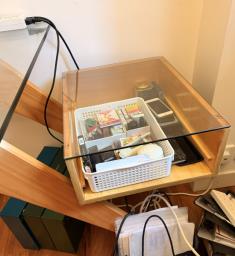 Stylish Wood and Glass Desk Table image 2