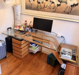 Stylish Wood and Glass Desk Table image 3