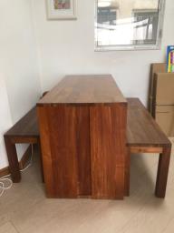 Tree dinning table and 2 benches image 1