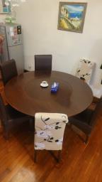 Vintage wooden round dining table image 2