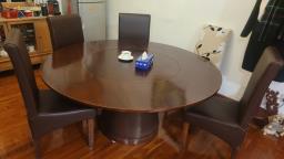 Vintage wooden round dining table image 1