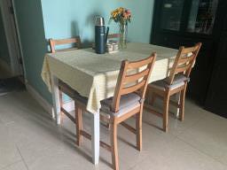 Wooden Ikea table with 4 chairs image 2