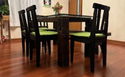 Wooden table  chairs  bench image 3