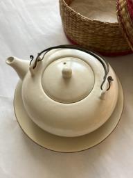 Beige fine porcelain teapot and cup set image 4