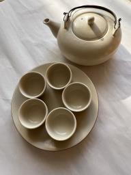 Beige fine porcelain teapot and cup set image 1