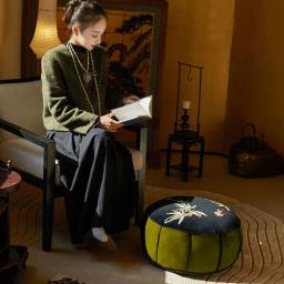 Elegant Bamboo  Bird Embroidered Floor Cushion image 1